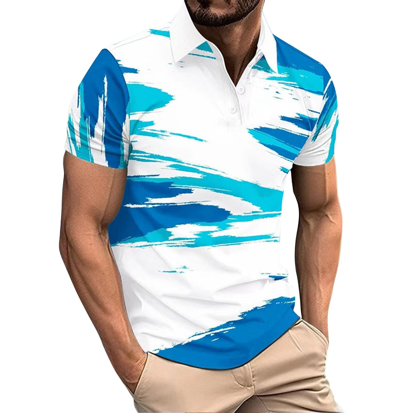 

Мужская рубашка с коротким рукавом и лацканами с весенним принтом, мужская повседневная модная рубашка XL небесно-голубой