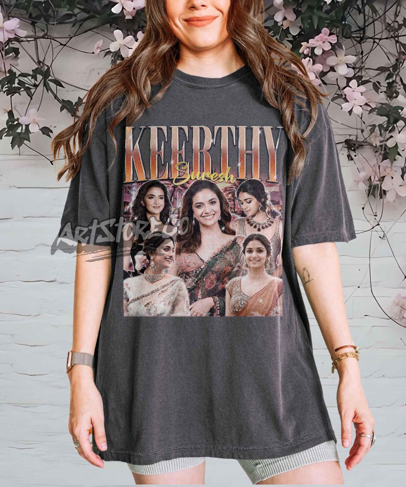 Keerthy Suresh Retro Collage T-Shirt, Vintage Indian Actress Graphic Tee 2XL