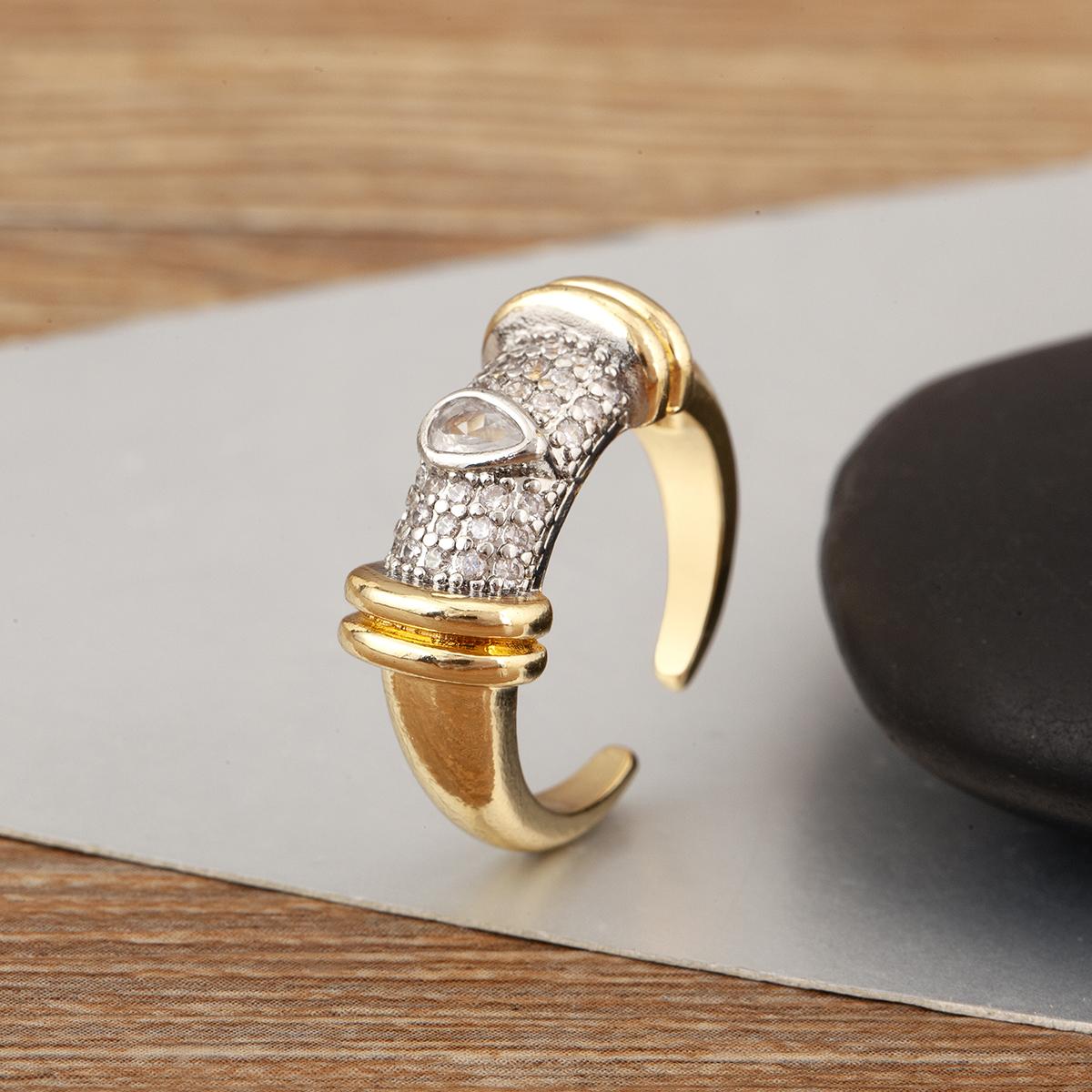

Nidin New Trendy Geometric Open Adjustable Ring 4 Styles For Female Male Copper Zircon Hip-Hop Finger Jewelry Gift Wholesale resizable