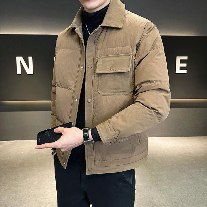 Men's 2024 Slim Fit Short Lightweight Down Jacket - Winter Thickened Warm Outerwear with Lapel