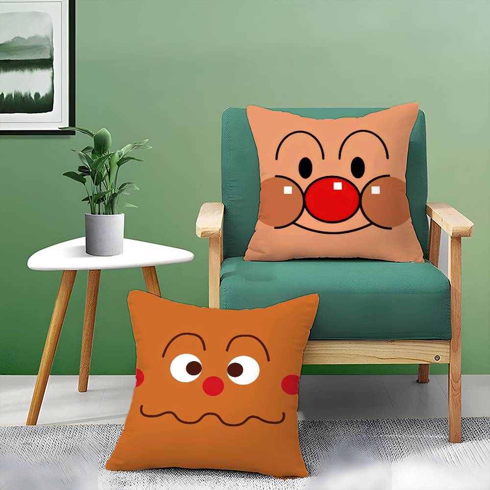 Klassischer Anime-Anpanman-Kissenbezug für bequemes Sofa oder Bett. Seidig-elegant mit unsichtbarem Reißverschluss. Dekorativer Kissenbezug.