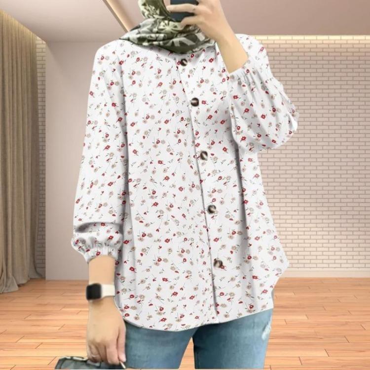 Fashion Floral Printed Blouse Loose Casual Ladies Shirt