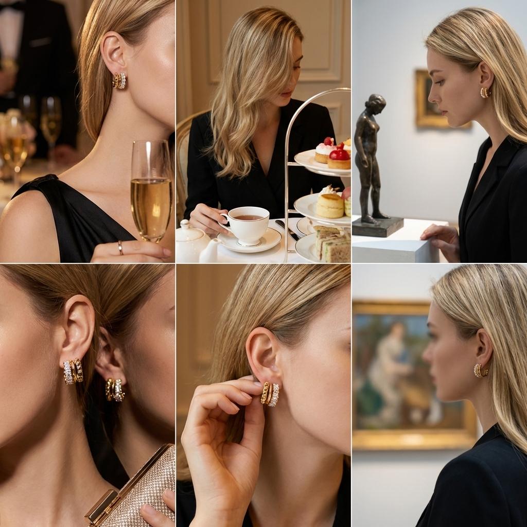 Sparkling Cubic Zirconia C Stud Earrings for Women Light Luxury Gold Plated Brass CZ Earrings Aesthetics Party Wedding Jewelry