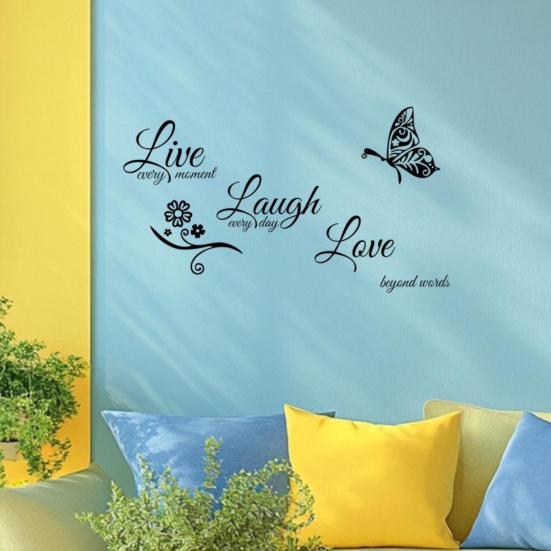 Butterfly English Decorative Stickers for Study or Living Room Wall