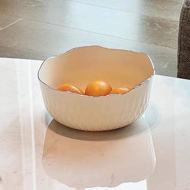Nordic Style Gold-Rimmed Salad and Dessert Bowl Set