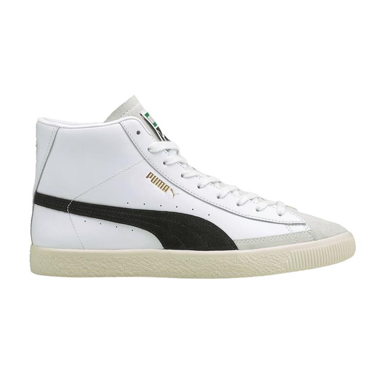 Puma Basket Mid Vintage White Black Men Sneakers Team-Gold 381245-01