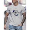 Men's Summer Fashion Compass Pattern Round Neck Short Sleeve