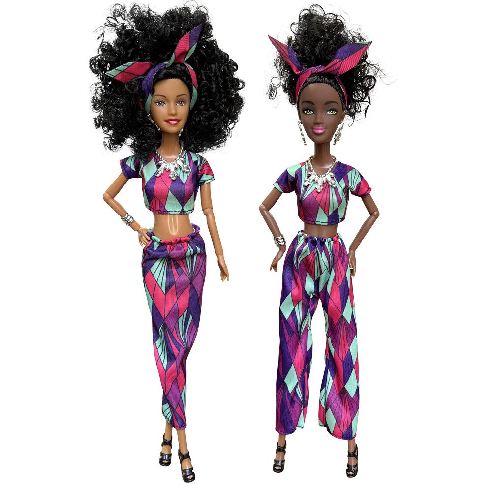 Multi-articulated Black Skinned African Doll