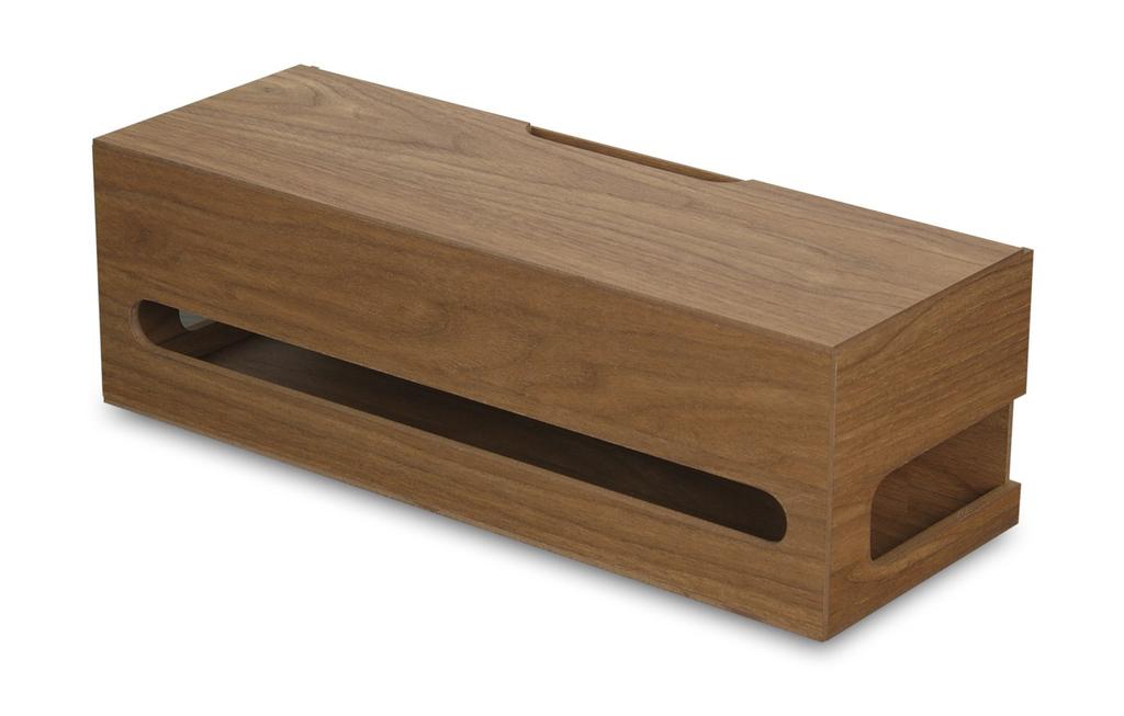 TATSU-CRAFT Bosk Basque Cable Box, Large, Brown, for Power Strip Storage and Wire Organization. Simple Design for Office Use, Space-Saving, Neat