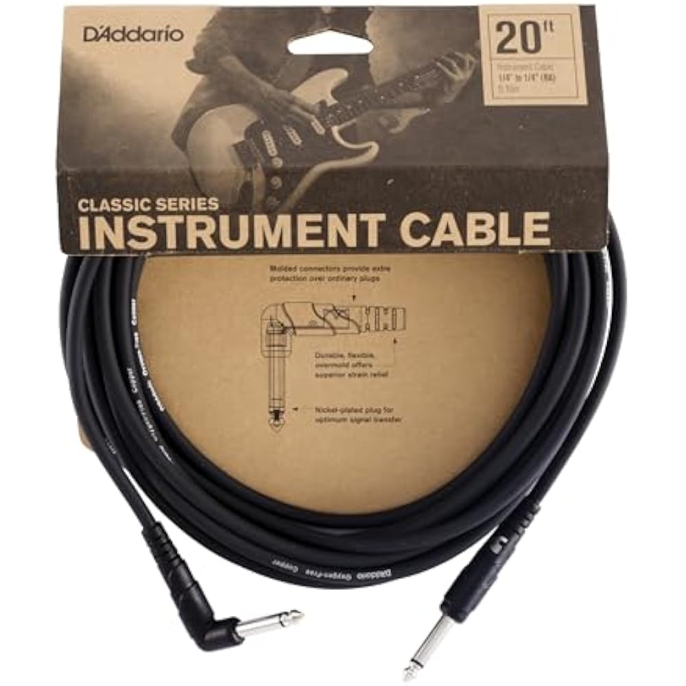 D Addario Daddario Shield Cable (Guitar Shield) Classic Series Instrument Cable PW-CGTRA-20 (6.1m...