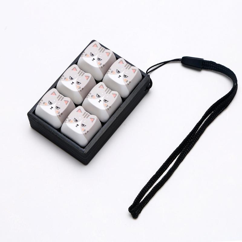 Pendentif Anti-Stress à 4/6 Touches Touche de Clavier Chat Porte-Clés Fidget Bouton pour le Doigt Passe-Temps Porte-Clés Apaisant Clés