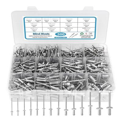 500pcs Metal Blind Rivets Assortment with Washers Versatile  Rivets Set Comprehensive Assorted Blind Rivets Set