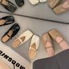 Flat-bottomed Mary Jane Bag Head Half Slippers Women's Outer Wear Spring New Soft-soled Square Head Shoes Sandals