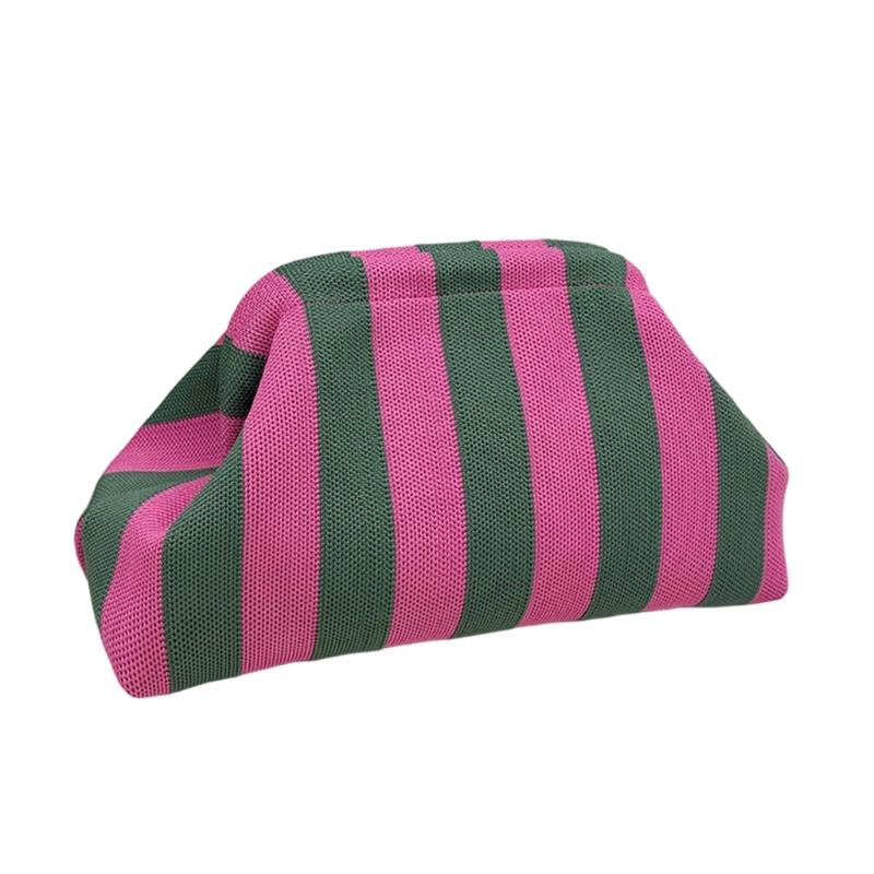 Striped Mahjong Accessory Pouch, Soft Polyester Handheld Bag for Game Pieces, Cosmetics, Keys and Daily Carry Use