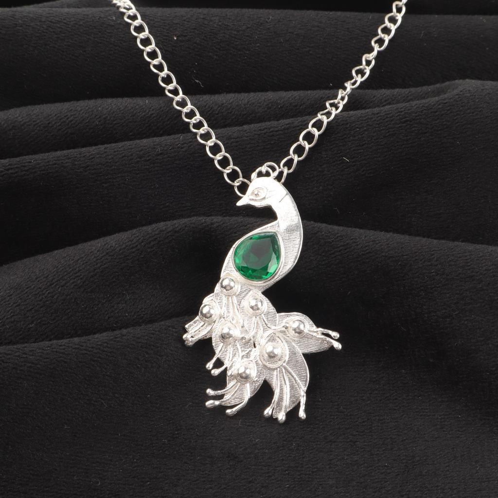Chrome Diopside Gemstone 925 Sterling Silver Jewelry Handmade Women Pendant 2" CP-21-8