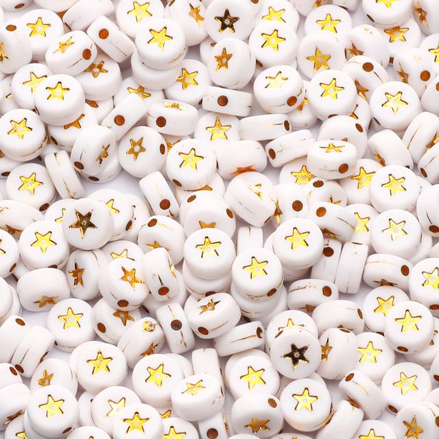 100Pcs Acrylic Flat Letter Beads Alphabet Round Smile Spacer Loose Bead For Diy Jewelry Bracelet Charm Supplies