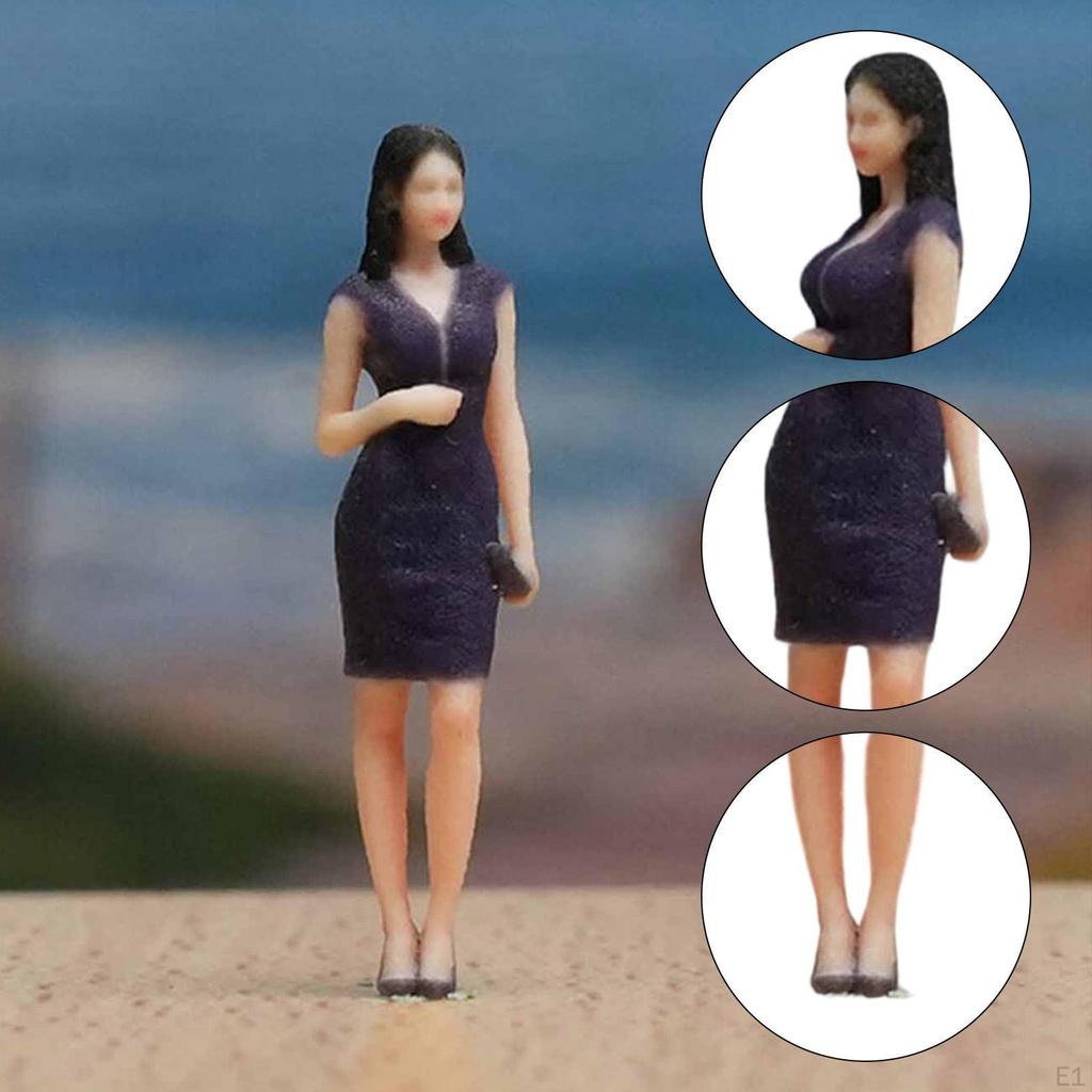 1:64 Scale Miniature Girl Figure,Tiny People Figurines Scene Props Realistic Mini for