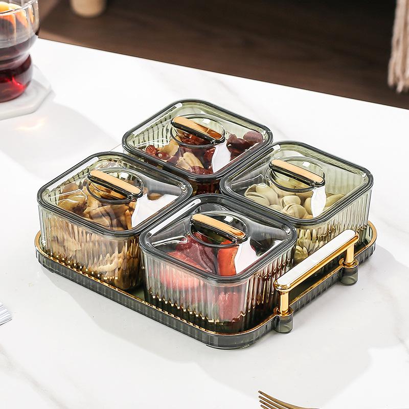 Dried Fruit Tray Light Luxury Creative Food Grade Fruit Tray with Lid Household Nut Candy Snack Tray Refreshment Tray Snack Tray