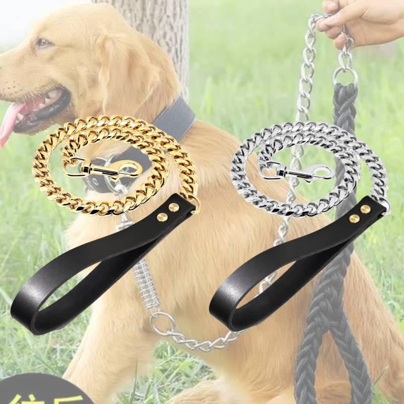 Pet Collar Training Metal Dog Chain Collar Leash  Traction Rope Stainless Belt