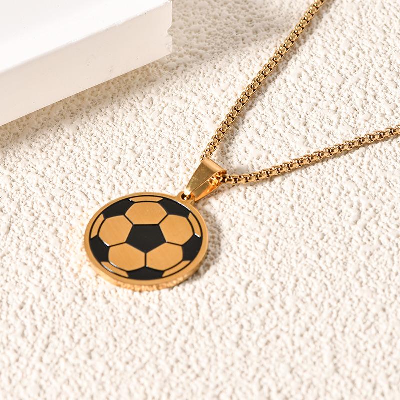 Stainless Steel Baseball Necklace Football Basketball Time Gem Necklace Rugby Simulation Clavicle Chain Jewelry