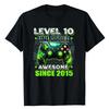 10th Birthday Gamer Boy T-Shirt - 'Level 10 Unlocked Awesome Since 2015' Video Game Controller Slogan Tee for Son