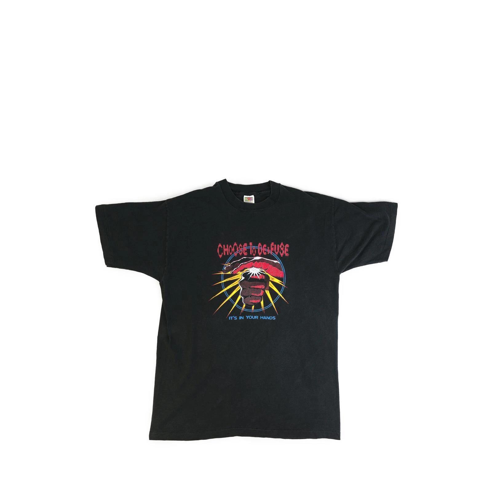 Vintage 1990 s Choose To Defuse Gun Tee Shirt 2XL