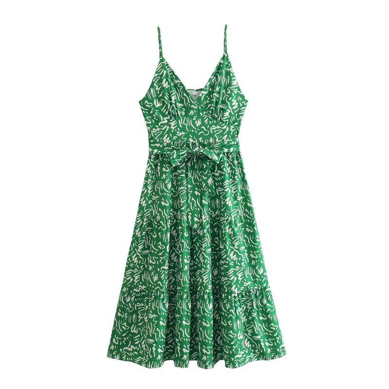 Kaslead New Arrival Women's Clothing Fashion Style Fashion Casual Fresh Printing Slip Dress