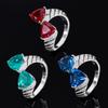 Jewelry Copper Bottom Gold-Plated Simulation Color Treasure Corundum Fat Triangular Temperament Ring Female 8 * 8