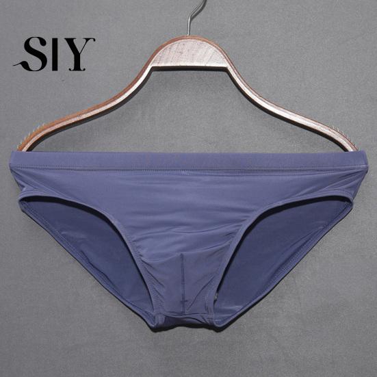 High Elasticity Men Briefs Low-rise Slim Fit Underwear Solid Comfortable Color Ice Silk Transparent Panties Summer Ultra-thin Lightweight
