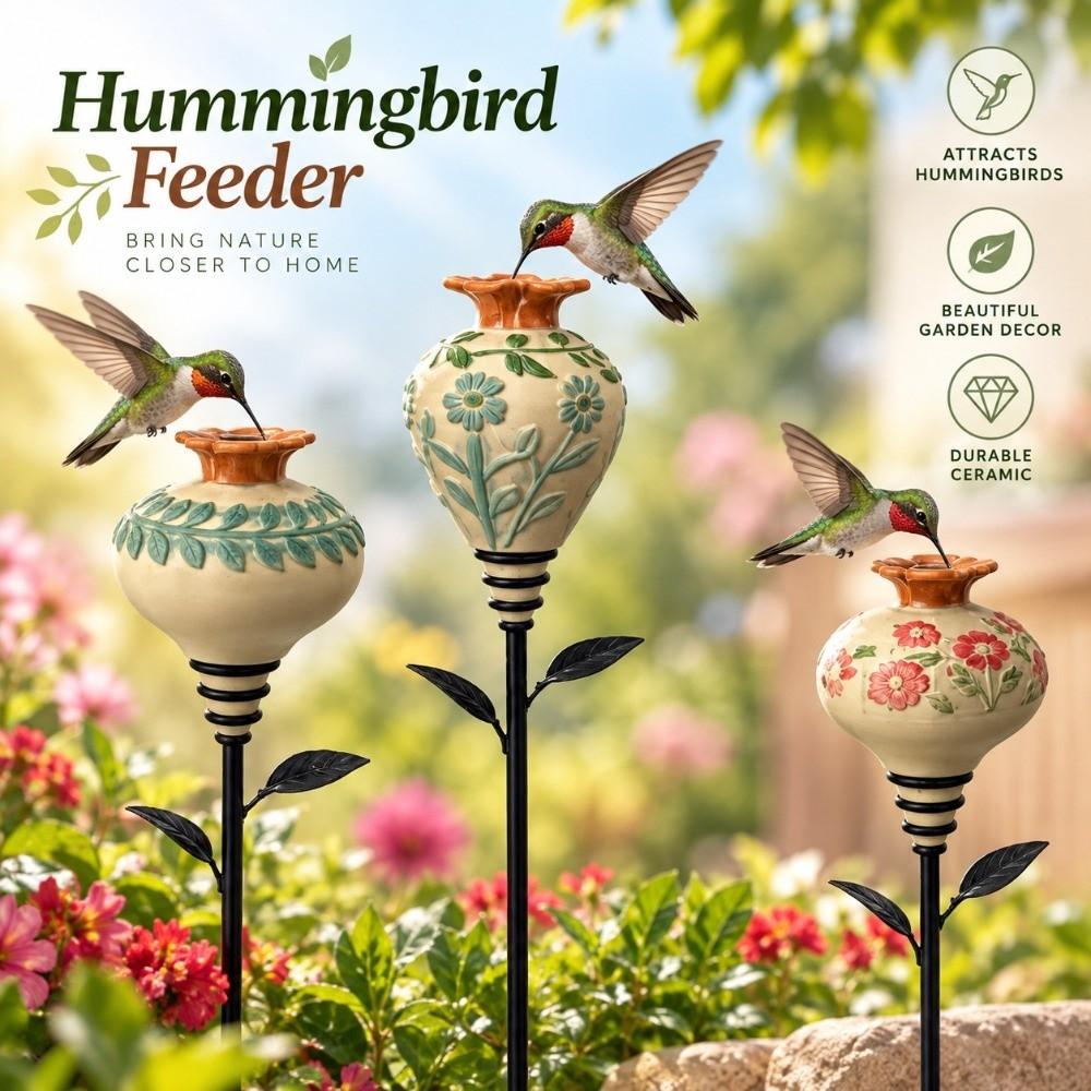 Easy Fill Garden Hummingbird Feeder Ground Stake Garden Bird Feeder  Patio Flower Bed