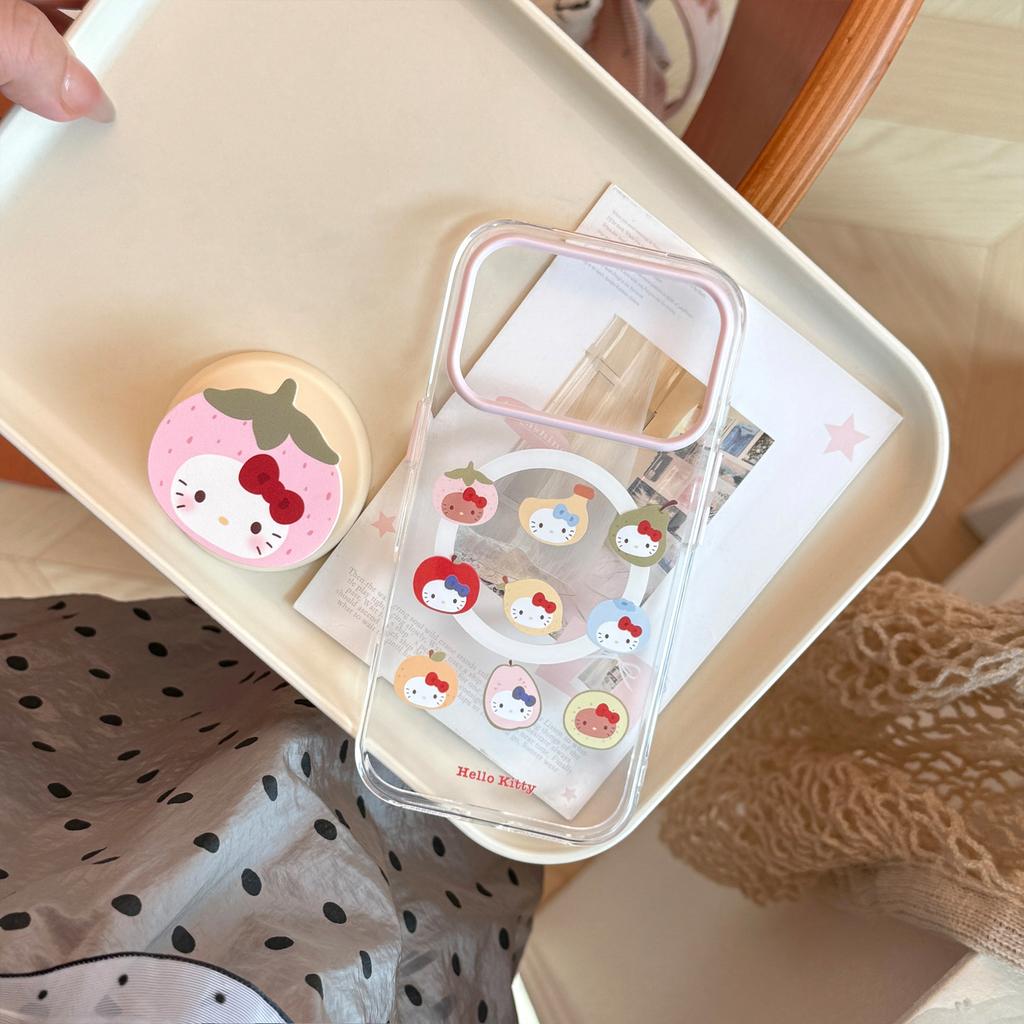 Fruit Cat Is Suitable for 17 Apple 17pm Mobile Phone Case Iphone16 Girl Cute Magnetic Bracket 16 Transparent Soft
