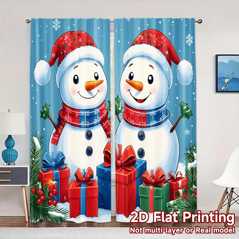 

2pcs,Curtains Cute Snowmen Christmas Holiday_a (3) Contemporary Modern Curtains Semi-Sheer Curtains Decorations Outdoor Use for 52.50×116.00 CM 2pcs