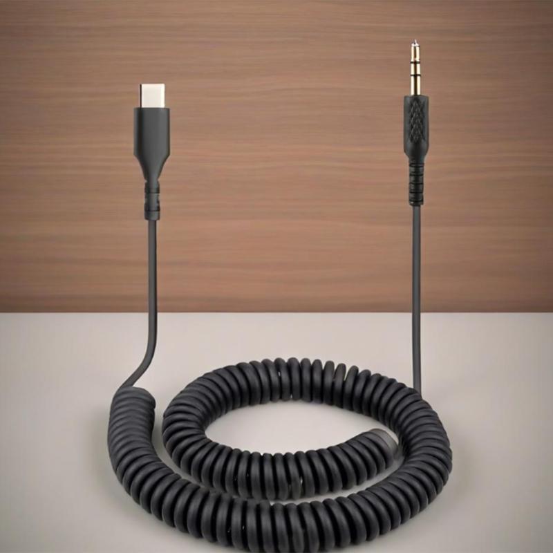 Durability Coiled Audios Cable Type C To 3.5mm Headsets Wire High Fidelitys Sound Spirals Design for Monitor Major Headphones