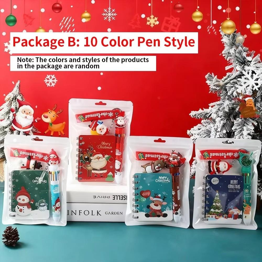 Decorative Keychain Holiday Gift Set 3-in-1 Festive Stationery Kit Notebook Pen Set  Xmas Gift