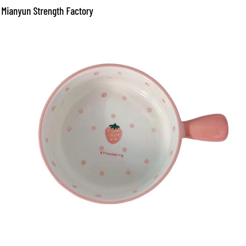 Nordic Style Hand-Painted Ceramic Plates & Bowls with Handles for Microwave, Baking, and Steamed Eggs