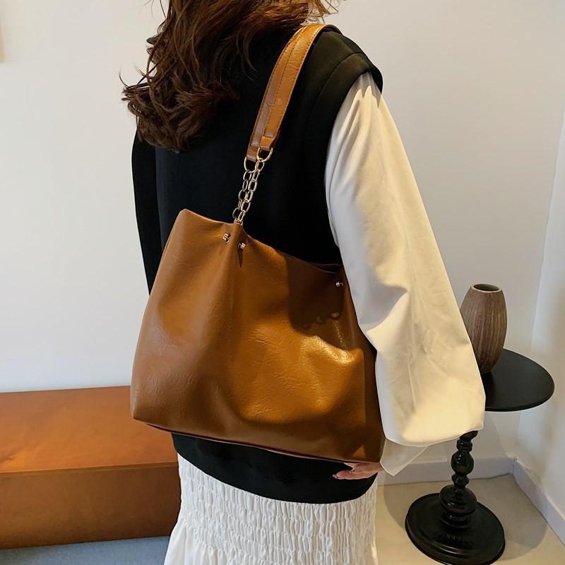 Stylish Large Tote Bag For Women In Black White Brown Or Coffee With Chic Design And Soft Pu Material