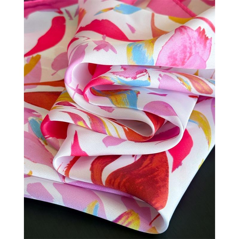 Elegant Printed Silk Like Square Scarf For Women Daily Use