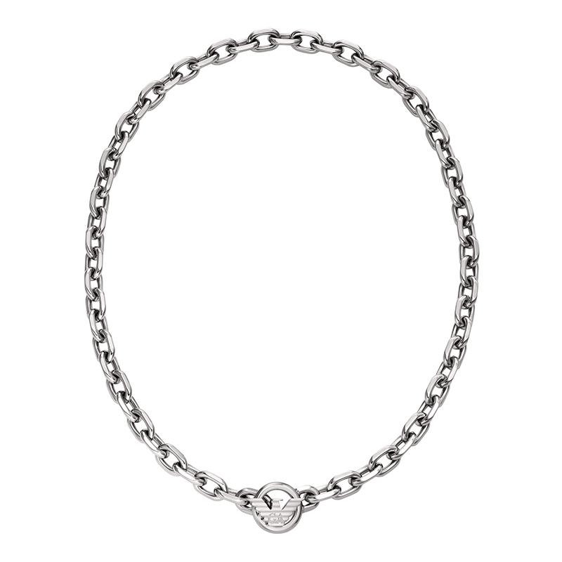 

Emporio Armani Hip Hop Trend Versatile Cuban Link Stainless Steel Necklace Men necklace Silver EGS3235040 Basic Packaging-Box