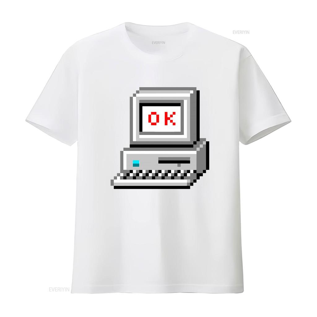 Retro Computer OK Print T Shirt Vintage Style for Radiohead Fans vintage Washed Breathable designer clothes streetwear