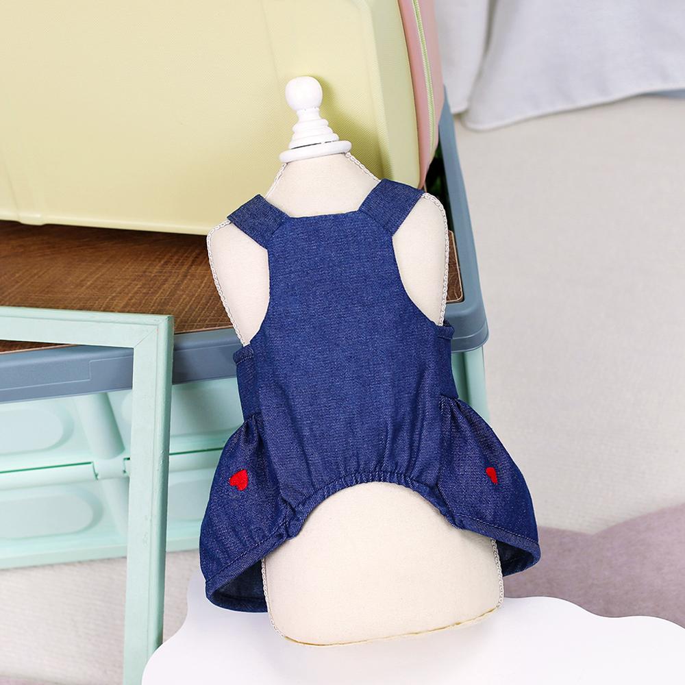 Puppy Clothes Dog Dress Pet Clothing Cat Strap Dress Pet Denim Dress Summer Sweet Love Spring Small Dog Clothes Skirt