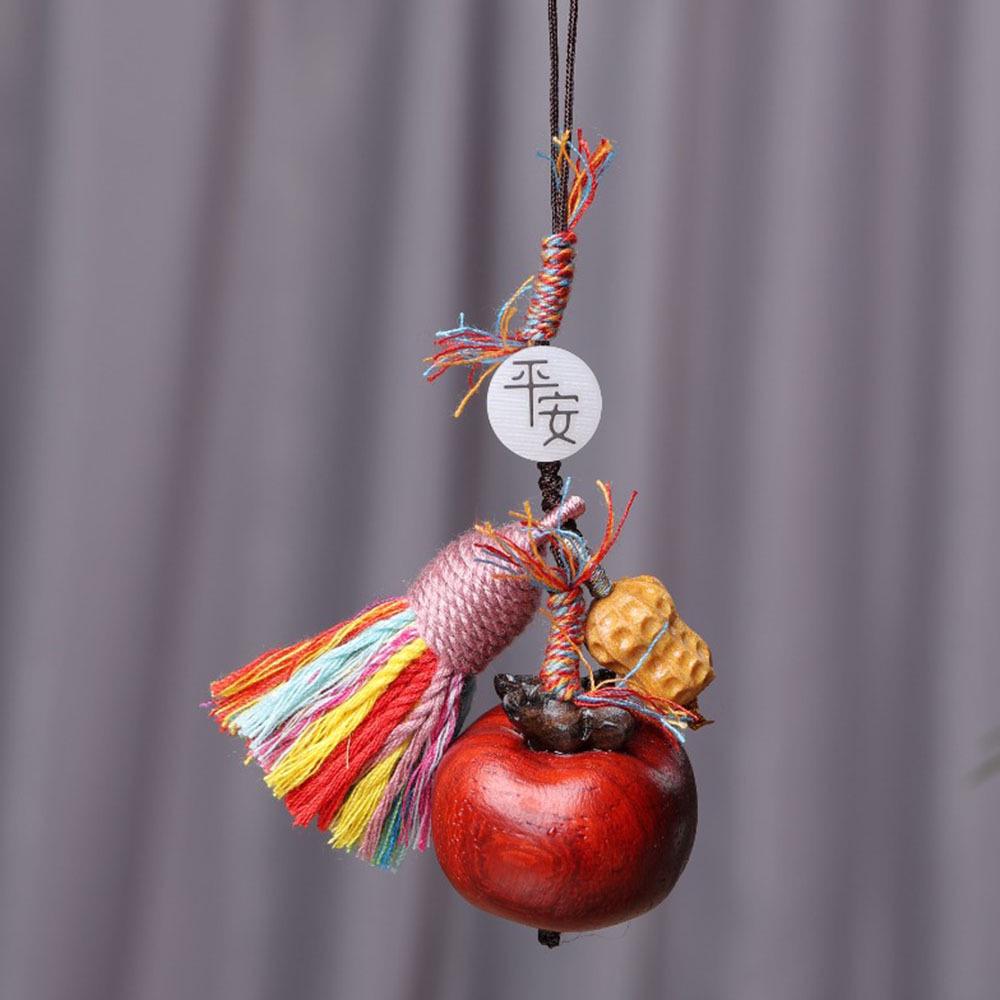 Creative Sandalwood Persimmon Ruyi Charm: Good Luck Phone and Backpack Pendant for Couples Approx. 5cm