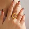 Stainless Steel Exaggerated Geometric Hollow Rings For Women Vintage Punk Gold Color Chunky Open Finger Ring Fashion