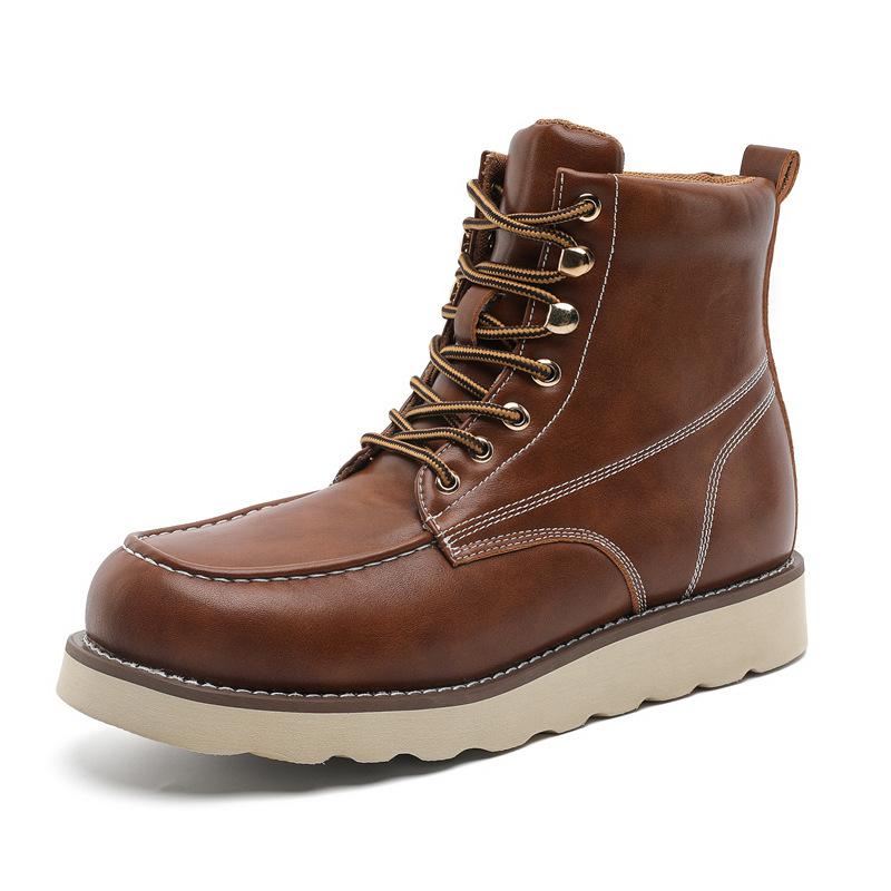 Herren Overalls Stiefel Amerikanisch Retro Europäisch und Amerikanisch Lokomotiv Leder Kurze Stiefel High-Top Outdoor Wandern Rutschfest Martin Stiefel