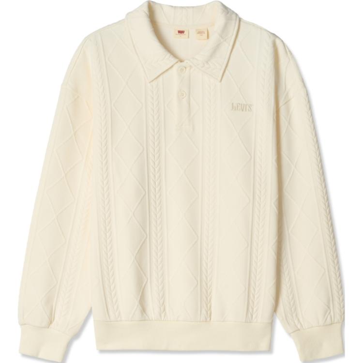 

Мужской свитшот Levis с вышитым логотипом, трикотажным узором поло, свободного кроя, с длинным рукавом, белый 002HF-0000 L