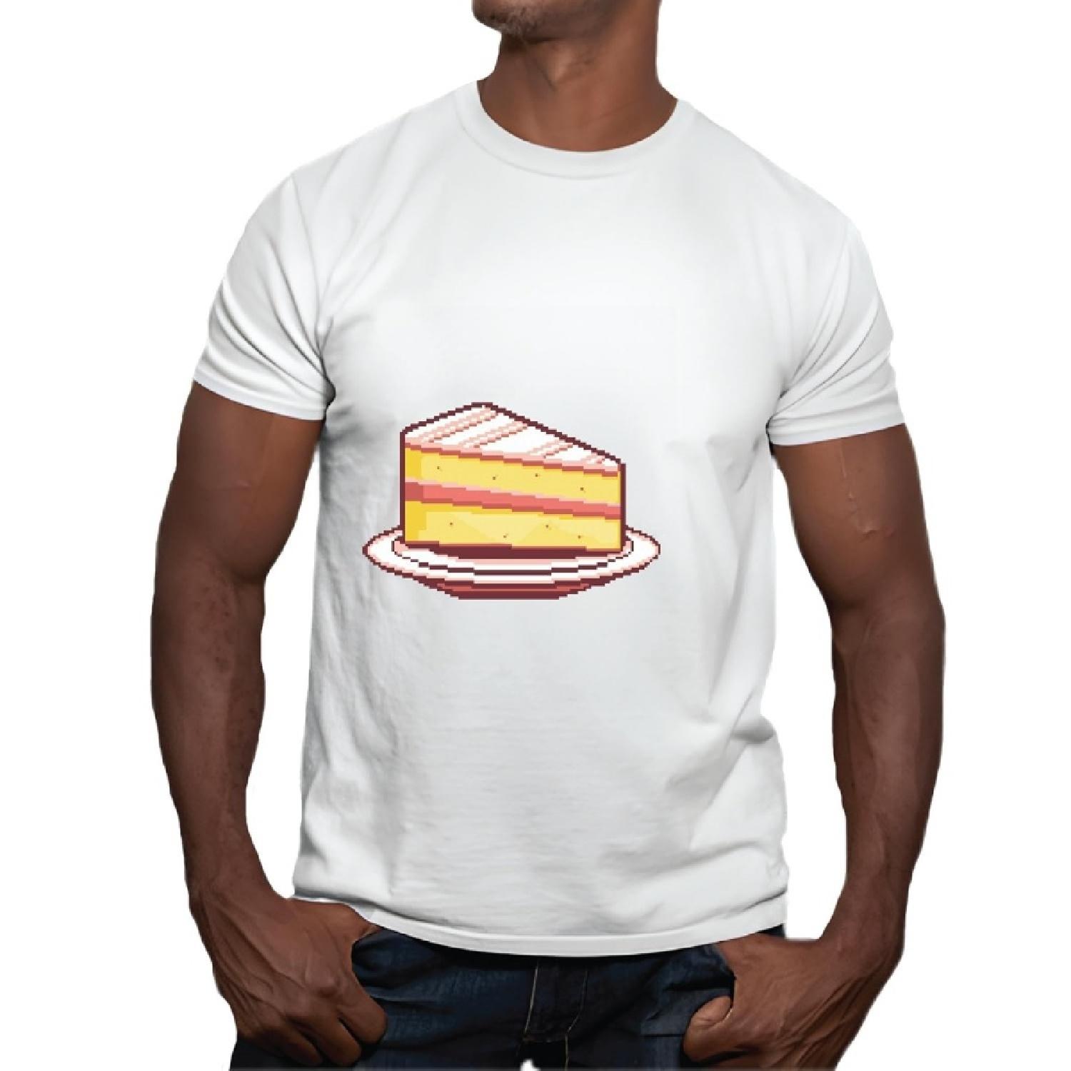 Pixel Cake Gift for Pixelated Piece of Cake Cake for Children Men Women Gray Multicolor T shirt S