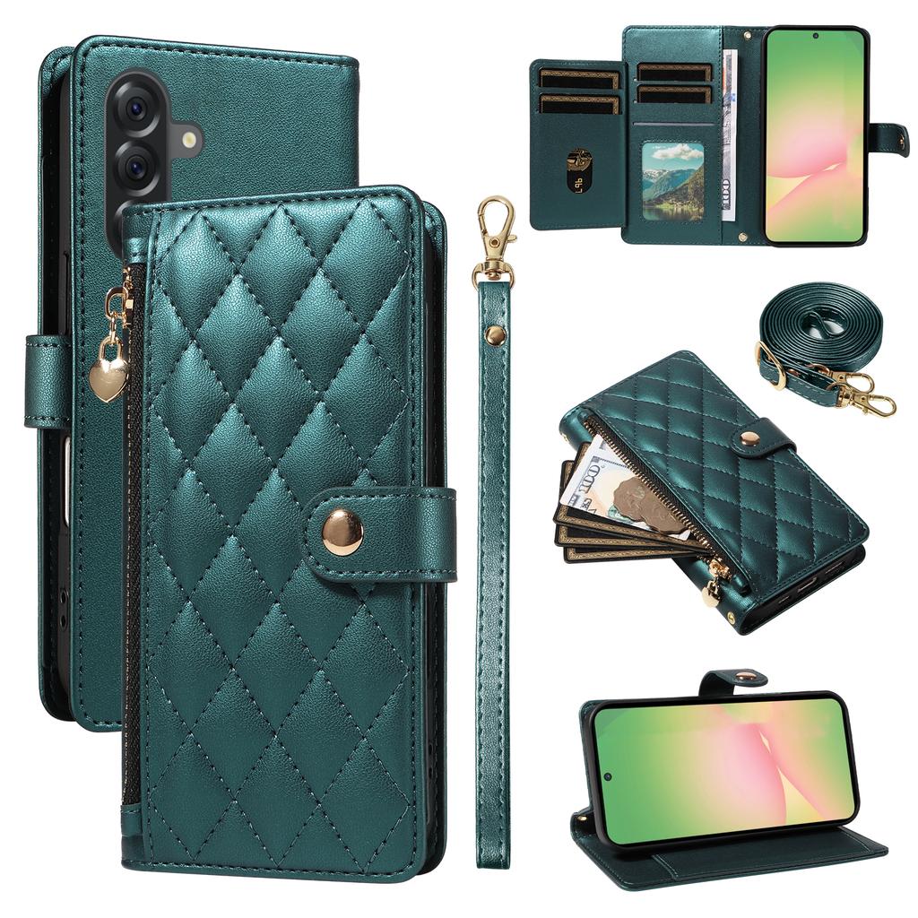 For Samsung Galaxy A56 5G/M56 5G Wallet Case with Straps,Rhombus Leather Stand Phone Cover