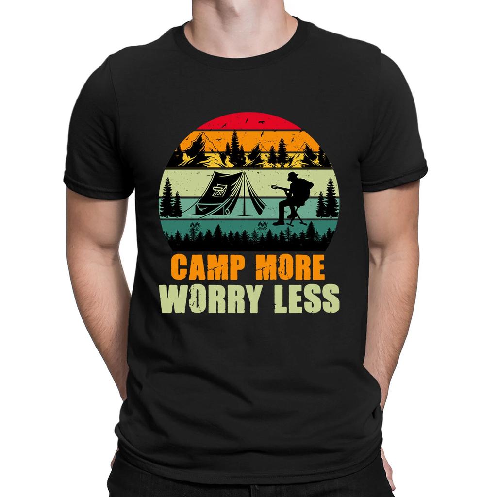 Camp More Worry Less Funny Camping Adventure Mens Womens T-Shirts Tee Top #BAL