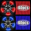 40/20pcs Car Wheel Tire Hub Reflective Strips Car Motor Tyre High Reflective Night Warning Safety Driving Reflector Sticker