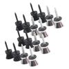 16PCS Black+Silver Strap Buttons End Pins Metal Material Guitar Strap Pegs  For Guitar