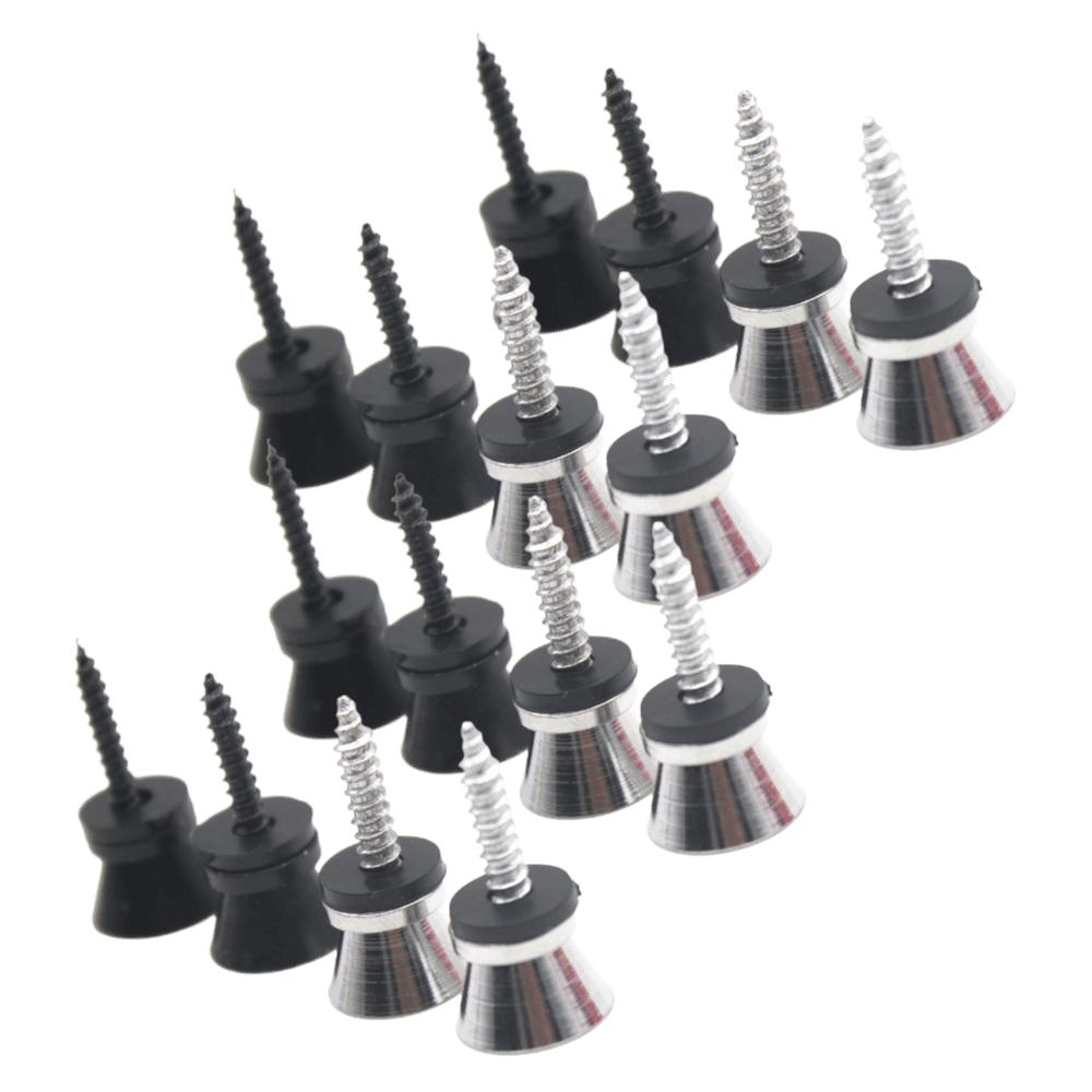 16PCS Black+Silver Strap Buttons End Pins Metal Material Guitar Strap Pegs For Guitar